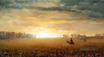 アルバート・ビアシュタット Painting - 大草原の夕日 アルバート・ビアシュタット